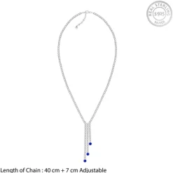 Silver Blue Lariat Necklace