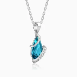 Silver Blue Night Pendant With Link Chain
