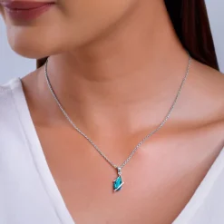 Silver Blue Night Pendant With Link Chain