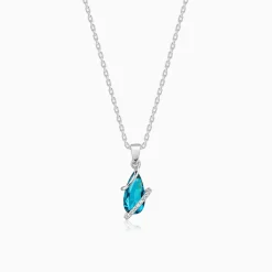 Silver Blue Night Pendant With Link Chain
