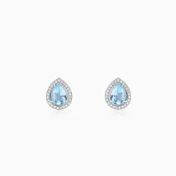 Silver Blue Topaz Studs