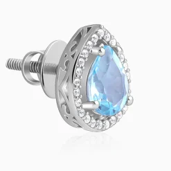 Silver Blue Topaz Studs