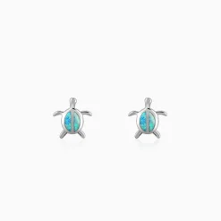Silver Blue Turtle Studs