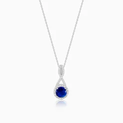 Silver Blue-maze Pendant With Link Chain