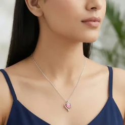 Silver Blush Embrace Pendant With Link Chain