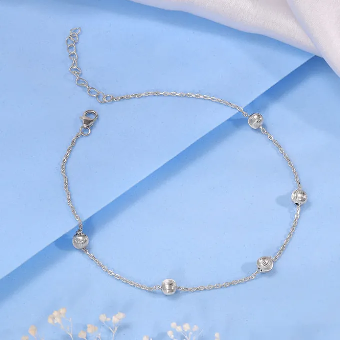 Silver Bohemian Beaded Anklet