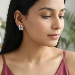 Silver Bow Heart Earrings