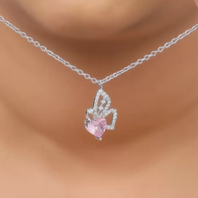 Silver Butterflies Desire Pendant With Link Chain