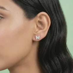 Silver Butterfly Bliss Stud Earrings