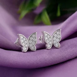 Silver Butterfly Bliss Stud Earrings