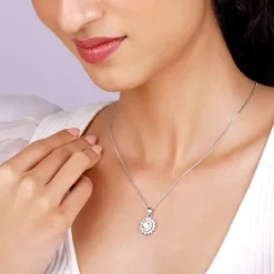 Silver Celestial Floral Pendant With Box Chain