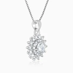 Silver Celestial Floral Pendant With Box Chain