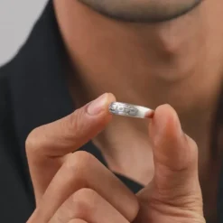 Silver Celestial Grid Ring For Him