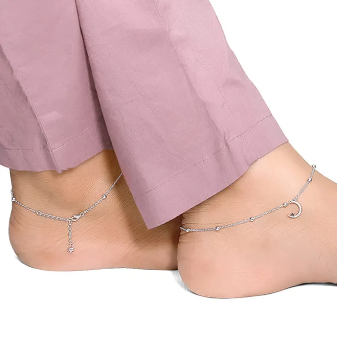 Silver Celestial Loop Anklet