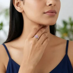 Silver Charm in Clover Ring