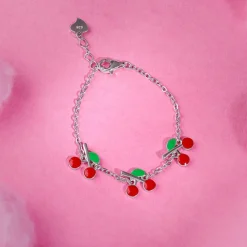 Silver Cherry Red Kids Bracelet (0 - 2 Years)