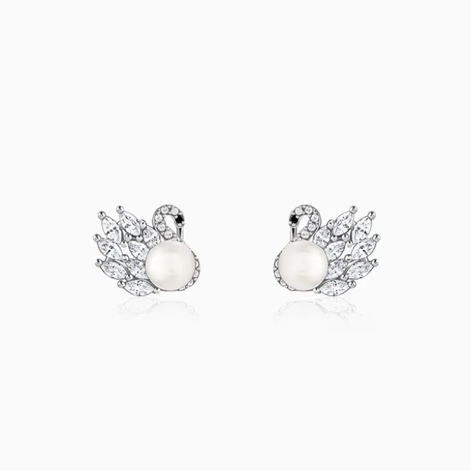 Silver Chloe Pearl Earrings
