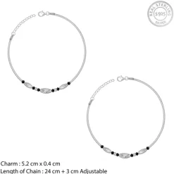 Silver Chrome Beaded Anklet