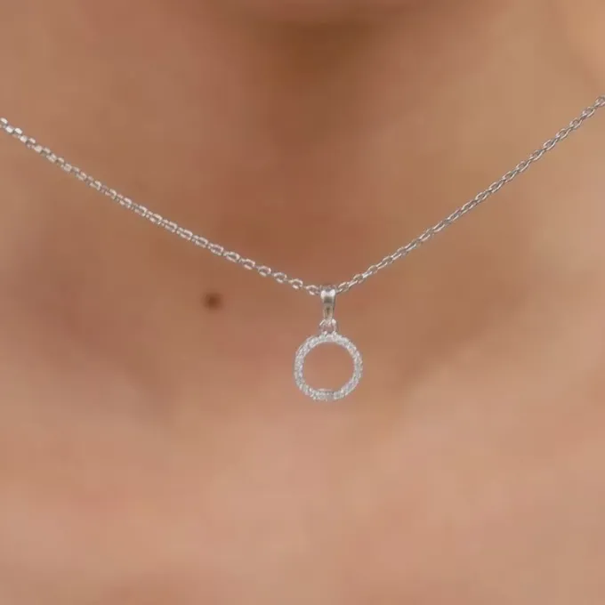 Silver Circle of Joy Pendant With Link Chain