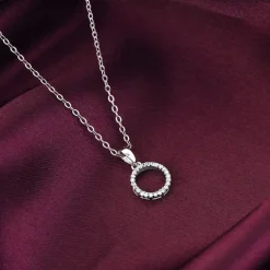 Silver Circle of Joy Pendant With Link Chain