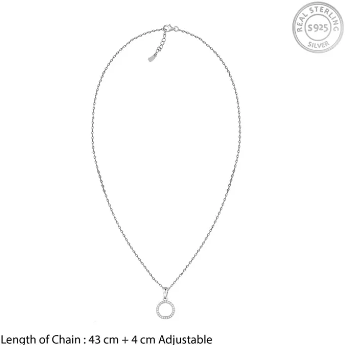 Silver Circle of Joy Pendant With Link Chain