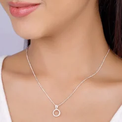 Silver Circle of Joy Pendant With Link Chain