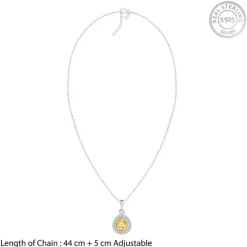 Silver Citrine Drop Pendant With Link Chain