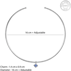 Silver Classic Blue Solitaire Hasli Necklace