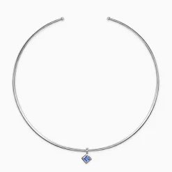 Silver Classic Blue Solitaire Hasli Necklace