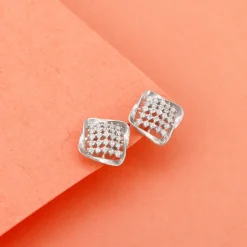 Silver Classic Cut Square Earrings