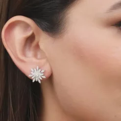 Silver Classic Flower Romance Earrings