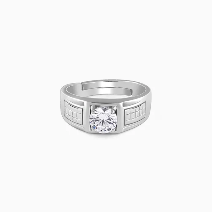 Silver Classic Stud Ring For Him