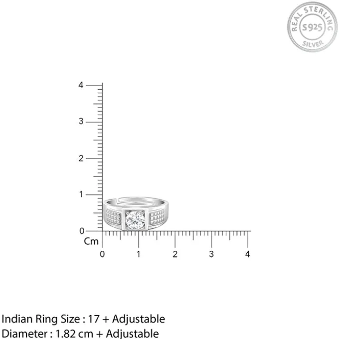 Silver Classic Stud Ring For Him