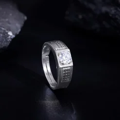 Silver Classic Stud Ring For Him