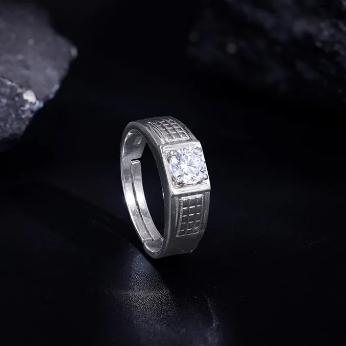 Silver Classic Stud Ring For Him