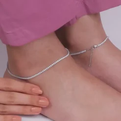 Silver Classic Tennis Anklet