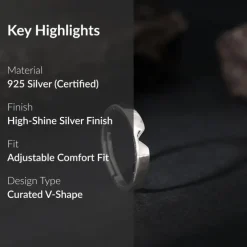 Silver Classic V Ring For Him