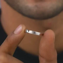 Silver Classic V Ring For Him