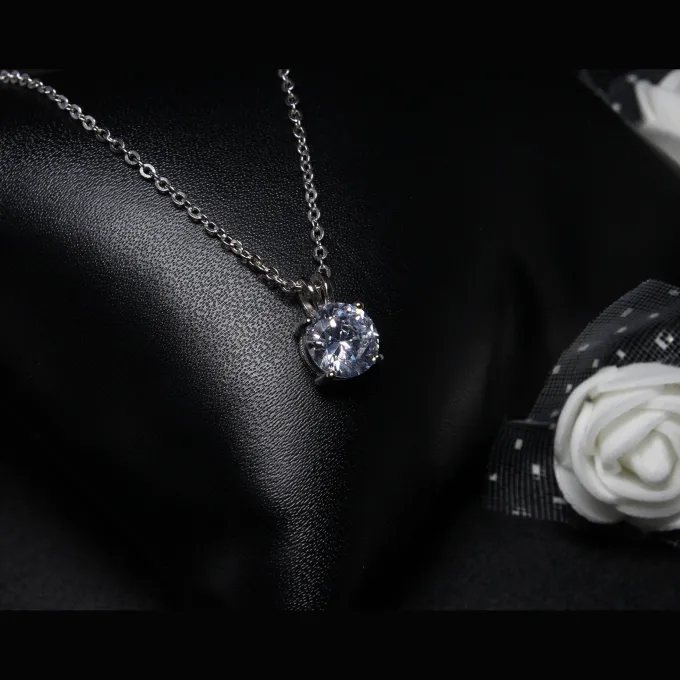 Silver Classic Vintage Solitaire Pendant & Ring Set