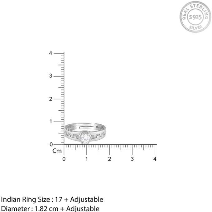 Silver Classic Zircon Ring For Him
