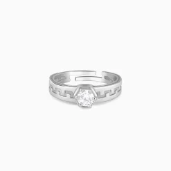 Silver Classic Zircon Ring For Him