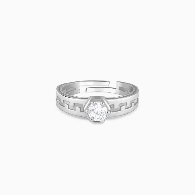 Silver Classic Zircon Ring For Him