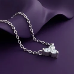 Silver Clover Crystal Necklace