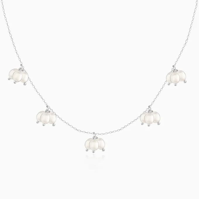Silver Cluster of Pearls Necklace