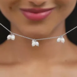 Silver Cluster of Pearls Necklace