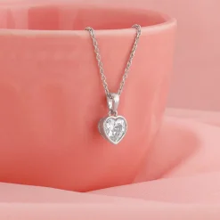 Silver Coeur Pendant with Link Chain