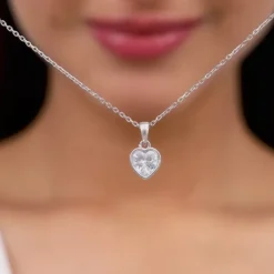 Silver Coeur Pendant with Link Chain