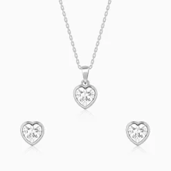 Silver Coeur Set with Link Chain