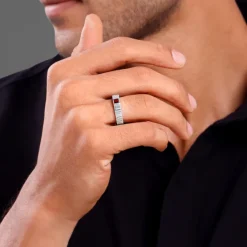 Silver Cog Garnet Ring For Him