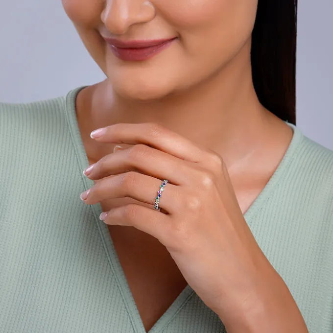 Silver Colourful Elegant Ring
